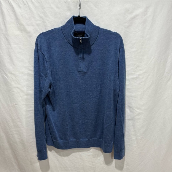 Banana Republic 100% Merino Wool Quarter-Zip Sweater Blue Large Layering - Picture 1 of 14
